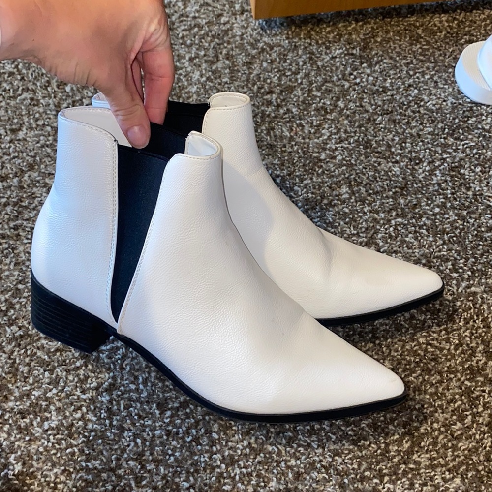 White pointed booties